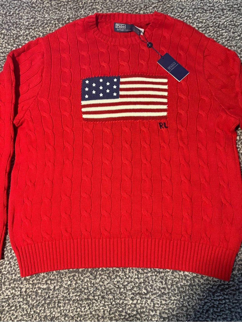Polo by Ralph Lauren Limited Edition Men’s Size XXL Red US flag Knit Sweater NWT